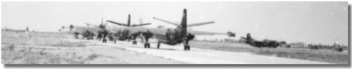 VC-7 Squadron planes moving out to the runway to depart Port Lyautey. 